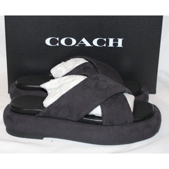 Coach Women's Penelope Signature C Platform Sandals Black Sz NIB $195 - Picture 3 of 8
